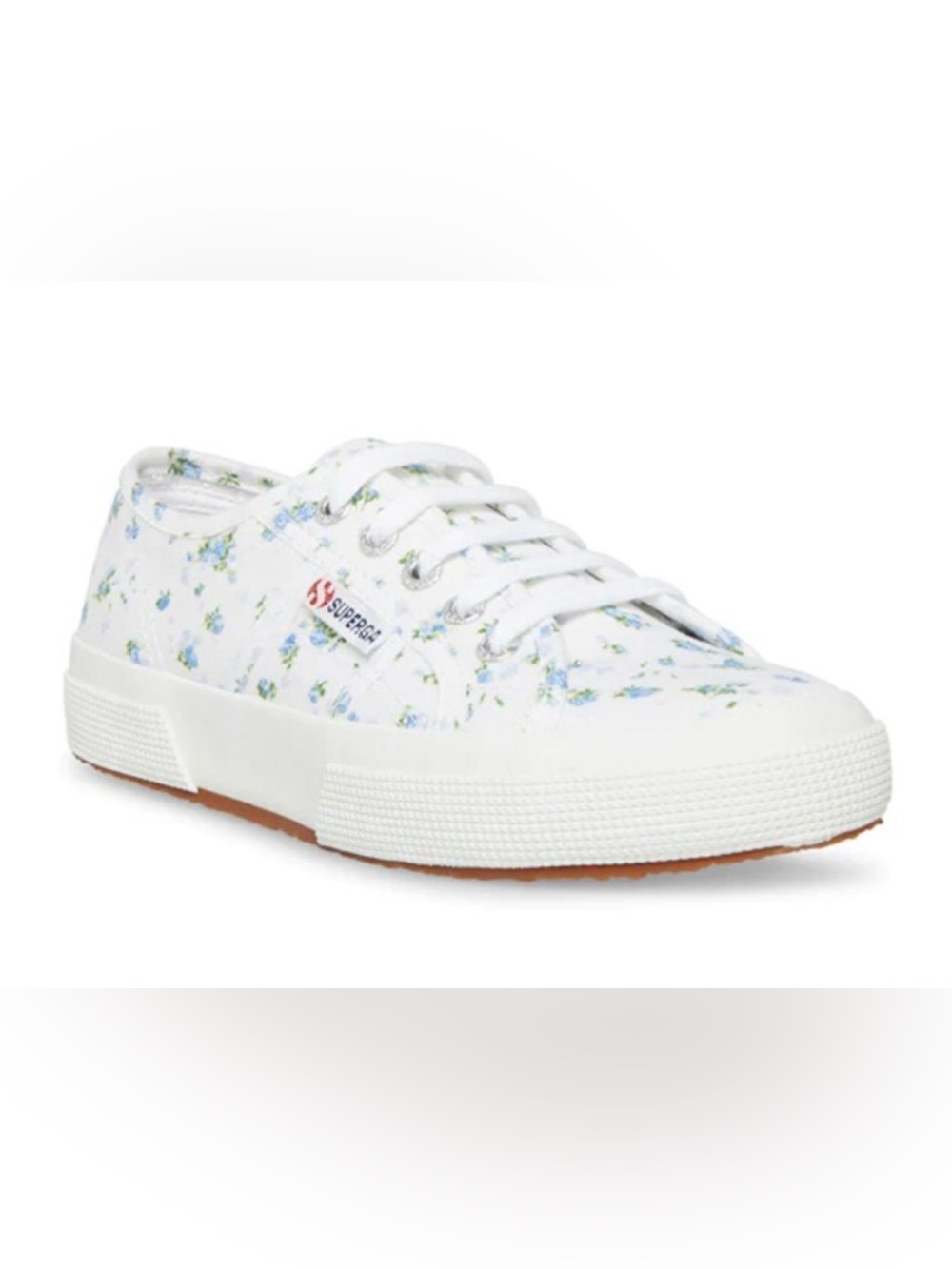Superga Blue and Green Floral Sneakers in size 10